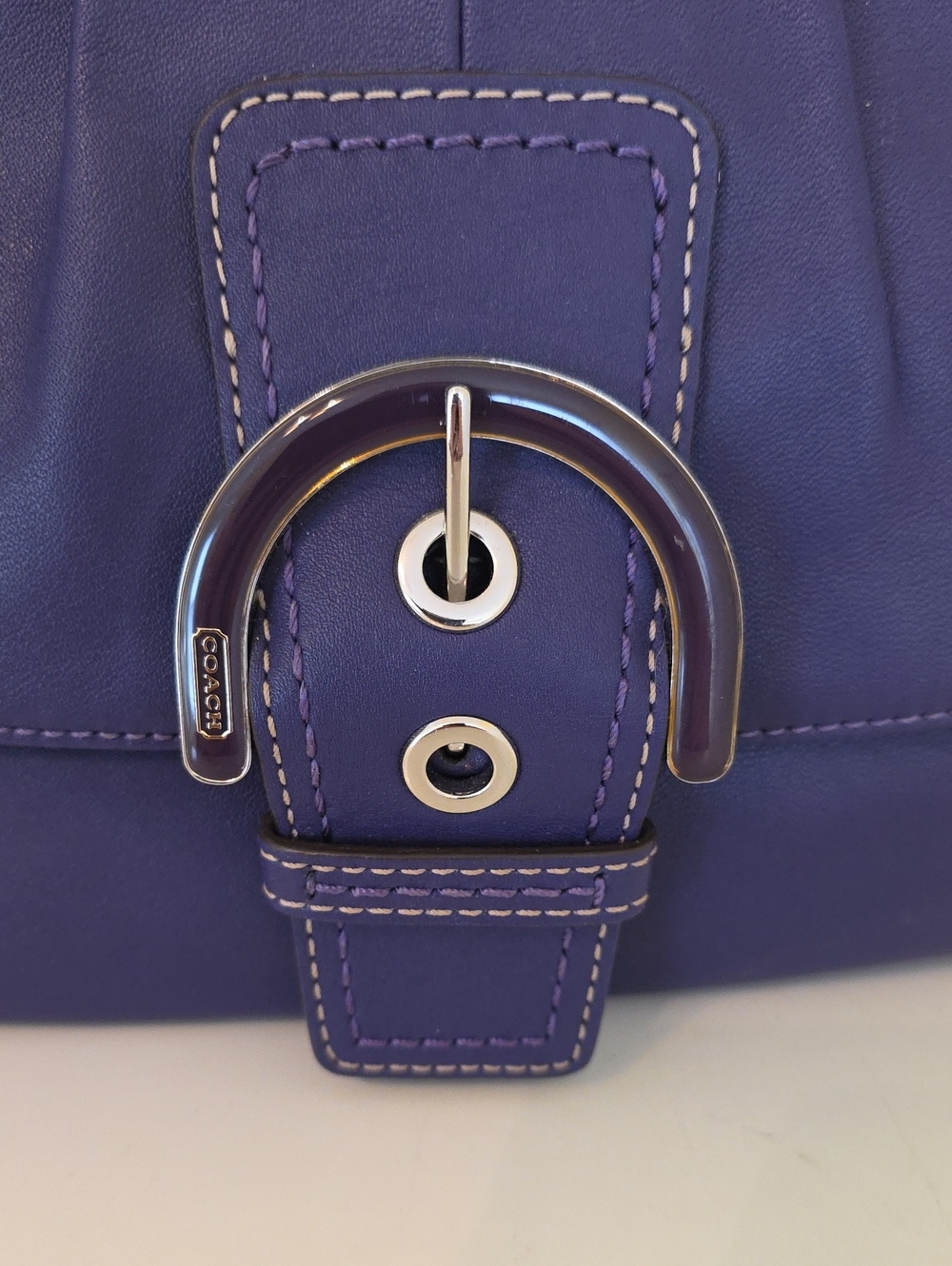 Coach Purple Soho Pleated Flap / Hampton-style Shoulder Bag F17217 - Picture 5 of 8